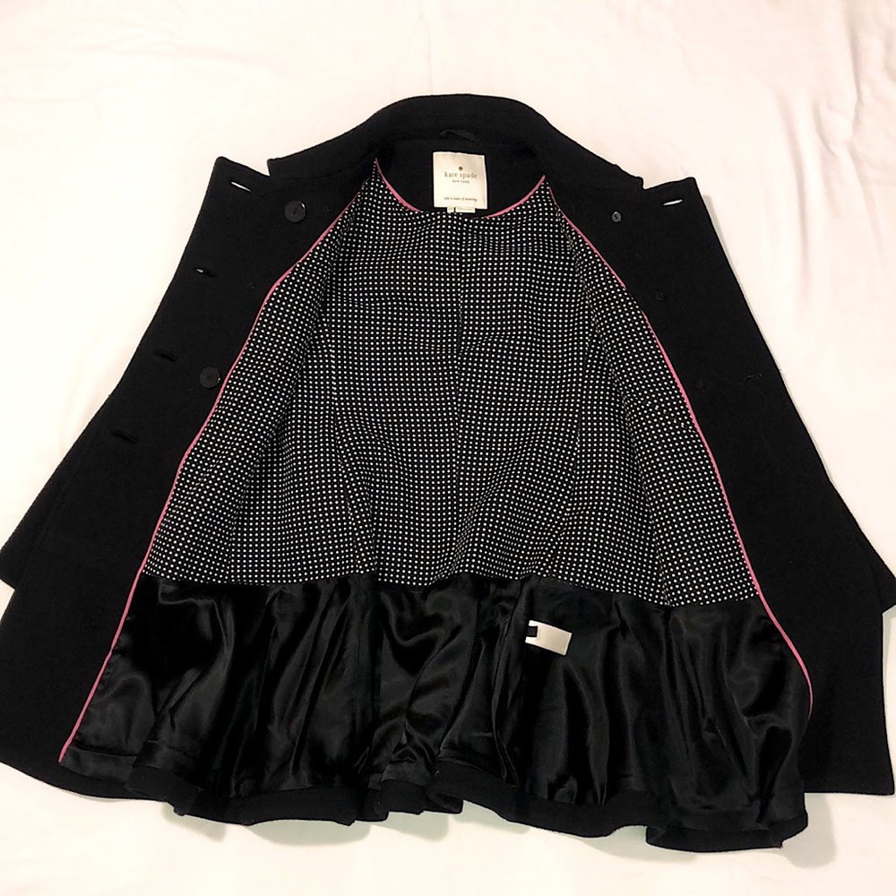 Kate Spade 78%Wool Black Coat Double Button XS - Picture 2 of 9
